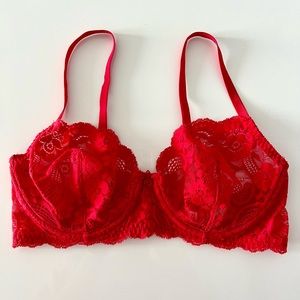 Victoria's Secret Red Sheer Lace Underwire Bra